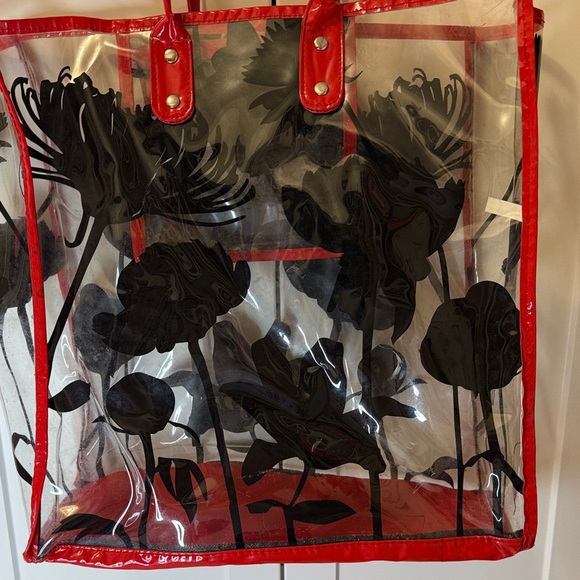 Red and Black Floral Transparent Tote Bag - Picture 3 of 10